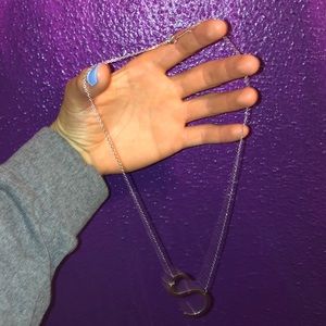 Large silver  S necklace